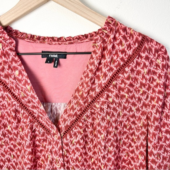 PAIGE Women's Doris Three Quarter Button Front V-Neckline in Papaya Size Small - Picture 4 of 16